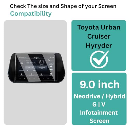 Image of Wisely Premium Screen Guard for TOYOTA URBAN CRUISER HYRYDER Car (G&V) - 9 Inch Display Infotainment GPS System Protector - Stereo Accessories - Touch Responsive - HD Clear