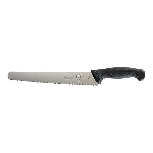 Mercer Culinary Millennia Black Handle, 10-Inch Left Handed Wavy Edge Wide, Bread Knife