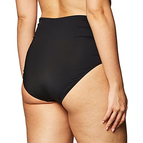 Anne Cole Women's High Waist To Fold Over Shirred Bikini Bottom Swimsuit, Live In Color Black, Large #TOP2