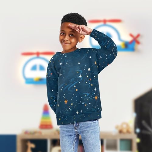 JUNZAN Starry Night Stars Little Boys Hoodie Sweatshirt Long Sleeve Boys Sweat Shirt Sports 4T4