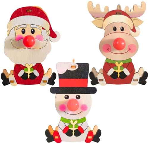 Kit Pingentes Natalinos em Madeira com LED – Enfeites Decorativos...