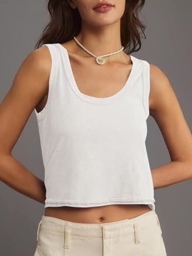 Tankaneo Womens Scoop Neck Cropped Tank Tops Summer Casual Cotton Workout Sleeveless Shirts Loose Fit Basic Tees4