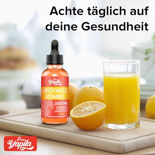 Liposomales Vitamin C 2000 mg Flüssiges Ergänzungsmittel, Maximale Absorption, Hochwirksames veganes Vit C, Ascorbinsäure, Nicht-GMO, Glutenfrei, Sojafrei
