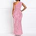 VERWIN Sequins Fashion Sleeveless Oblique Collar Mermaid Women's Maxi Dress Bodycon Dress Party Dress Pink XL