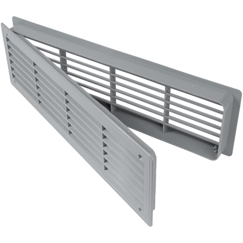 Image of Awenta 18 inch x 5 inch Inch Two Sided Grey Door Air Vent Cover - Door Vents for Interior Doors - Universal Furniture Ventilation Guard- Register for Bathroom, Bedroom, Garage, Kitchen, Furniture
