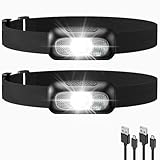 SuperFire Linterna Frontal LED Recargable, Linterna Cabeza Ultraligera, IP44 Impermeable & 5 Modos Luz Frontal Cabeza 500 Lúmenes para Exteriores, Camping, Ciclismo(luz roja intermitente solamente)