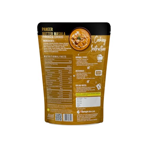 Image of FzyEzy Freeze-Dried Paneer Butter Masala - Ready-to-Eat Indian Curry | Gluten-Free | Preservative-Free | Quick Meal Solution | Lightweight Travel-Friendly Pack | 75gm
