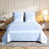 ComfortAce Juego de ropa de cama 100 % Tencel Lyocell, (1 x 135 x 200 cm + 1 x 80 x 80 cm, suave, hipoalergénica y sin ácaros, adecuada para todas las estaciones, con cremallera, sostenible, azul agua
