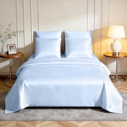 ComfortAce Set di biancheria da letto 100% Tencel Lyocell, (1 x 200 x 200 cm + 2 x 80 x 80 cm, morbida, ipoallergenica e senza acari, adatta per tutte le stagioni, con cerniera, sostenibile, blu acqua