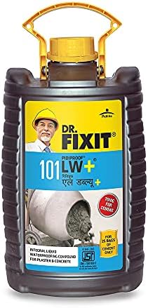 DR. FIXIT PIDIPROOF LW+, 5 litre, Cement Tonic, Integral Liquid Waterproofing Compound for Concrete and Plaster, Reduces Shrinkage Crack Development(200ml for 1 Cement Bag)