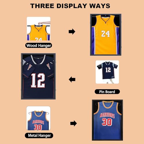 Image of Jersey Frame Display Case 4 Pack - Jersey Display Case Jersey Shadow Box with Uv Protection Acrylic and Hanger for Baseball Basketball Football Soccer Hockey Sport Shirt and Uniform,Black Finish