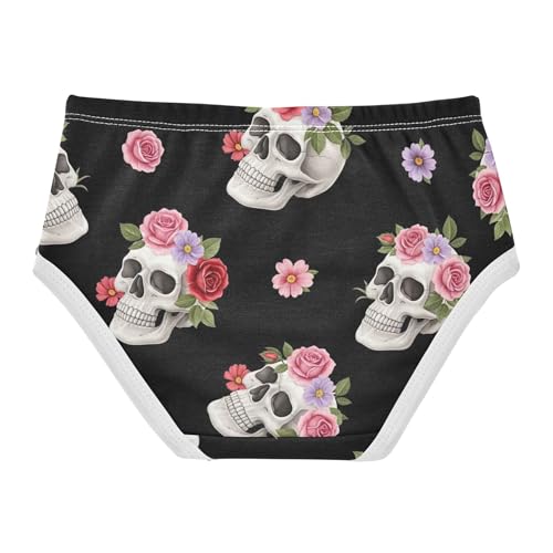 Cotton Toddler Girls Underwear White Skulls Floral Black Flowers Girl Panties Cute Animal Briefs Girls Undies 2t2