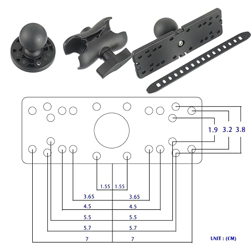 Image of Fish Finder Mount Base, Universal 360 Rotation Ball-Mount Fish Finder Bracket, Nylon & Stainless Steel Electronic Fish Finder Holder for Marine Boat Kayak Pontoon Canoe