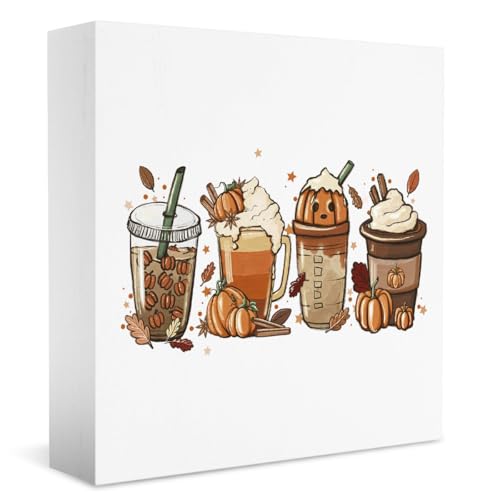 Fall Decor, Fall Decorations for Home Office, Fall Decorations, Autumn Sign, Fall Sign, Fall Thanksgiving decorations, Fall Coffee Sign, Fall Coffee Office Desk Decor 5 X 5 Inch