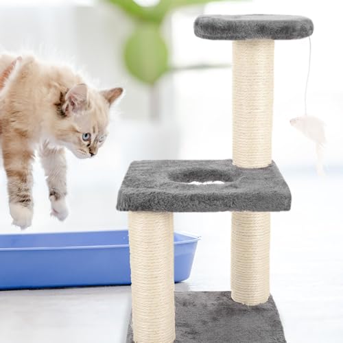 Rascador vertical para gato con poste de sisal resistente miniatura 4