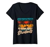 Damen Dividenden Aktien Börse Investor Lifestyle T-Shirt mit V-Ausschnitt