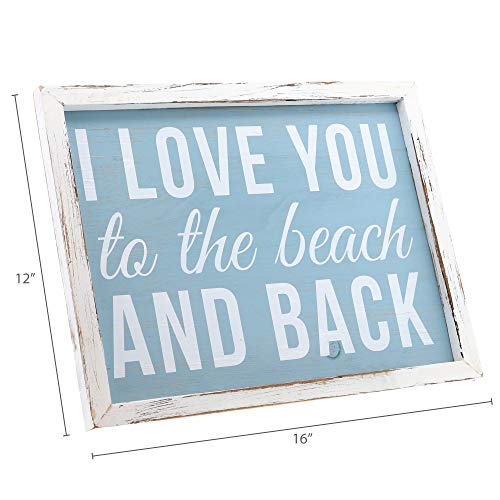 Barnyard Designs 'I Love You to the Beach' Coastal Nautical Wood Framed Print - Ocean Summer Theme Home Decor Bathroom Wall Sign, 16” x 12” - Image 6