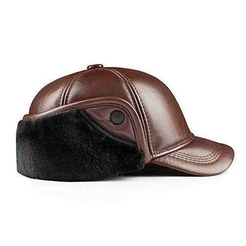 Gorra de Piel Hombre - Gorro de Invierno con Orejeras Gorro de Béisbol, con Visera, Solapas, Forro Otoño-Invierno-Gorro de Piel Sintética Household faucets