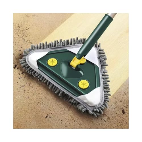 Image of AJS Triangle Microfiber Mop - 360 Rotating Head with Adjustable Stainless Steel Handle | Wet & Dry Floor Cleaning Tool for Home, Office, Corners & Hard-to-Reach Areas