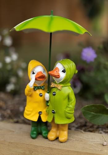 Garden Mile Duck with Umbrella Outdoor Garden Ornaments Novelty Sitting Standing Patio Decorations...