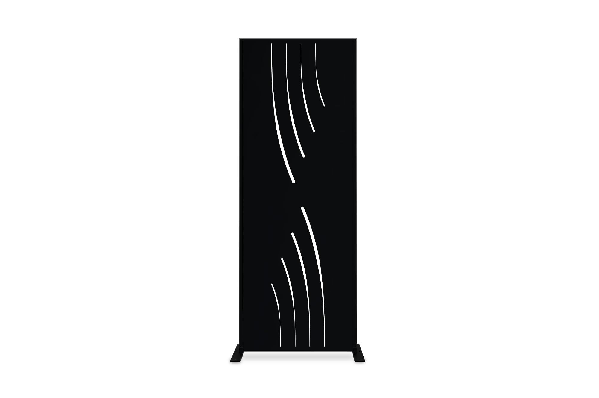 CASANOOV Panneau Décoratif Extérieur VELETA160x60 cm 1,6x0,6 m 1 m² Acier Noir Motif Nature Intégral Brise Vue Jardin Terrasse Occultation Design Résistant Durable Fixation Sol Mur Pieds Inclus