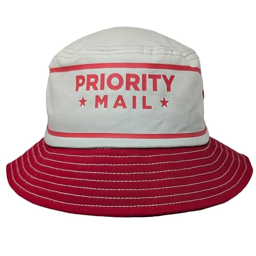 Ripple Junction USPS Mens Bucket Hat United States Postal Service Priority Mail Carrier Striped Logo Natural & Red One Size