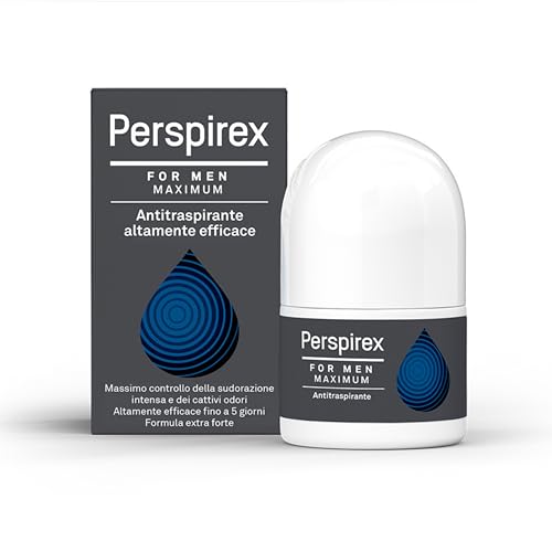PERSPIREX For Men Maximum - Antitraspirante Roll-On 20 ml Efficace Contro il Sudore Sotto le Ascelle, Formula Innovativa a Lunga Durata (5 gg) Delicato sulla Pelle, Comodo e Facile da Trasportare