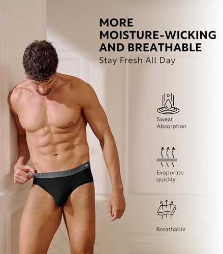 DAVID ARCHY Seamless Men's Briefs Modal Ultra Soft Breathable No Fly Support Pouch Mens Underwear Briefs 4 Pack4