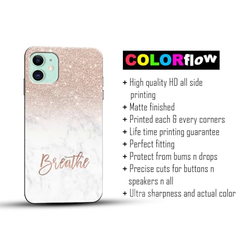Image of COLORflow Back Cover Compatible with iPhone 11 | (Best for Girls) Quotes (Breathe) Marble | Designer Printed Hard CASE Bumper Back Cover Compatible with iPhone 11