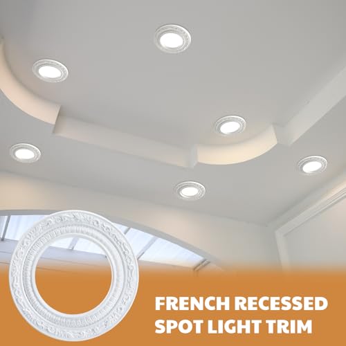 Image of VIHOSE 6 Pcs PU Ceiling Medallion Decorative 6 inch ID x 10 inch OD Recessed Lighting Trim Ring Decorative Light Covers for Light Fixtures Ceiling Fans Chandeliers Round Ring Plate Decor
