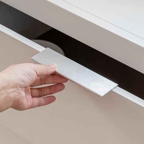 homdiy 25 Pack Brushed Nickel Cabinet Pulls 3 inch Edge Finger Pull for Kitchen Cabinets Aluminum Alloy Hardware for Dresser Drawer Cupboard Handles Easy Installation