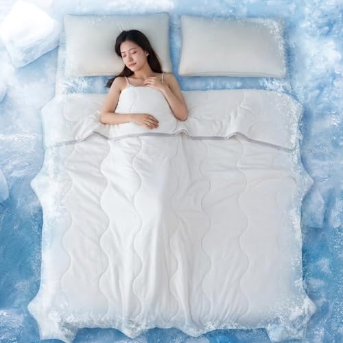 White Cooling Comforter Queen 90x102 Oversized, Breathable Comforters for Hot Sleepers, Lightweight Summer Comforter, Cooling Blanket, Soft Quilt by KOTTOMFY - Used condition - Image 5