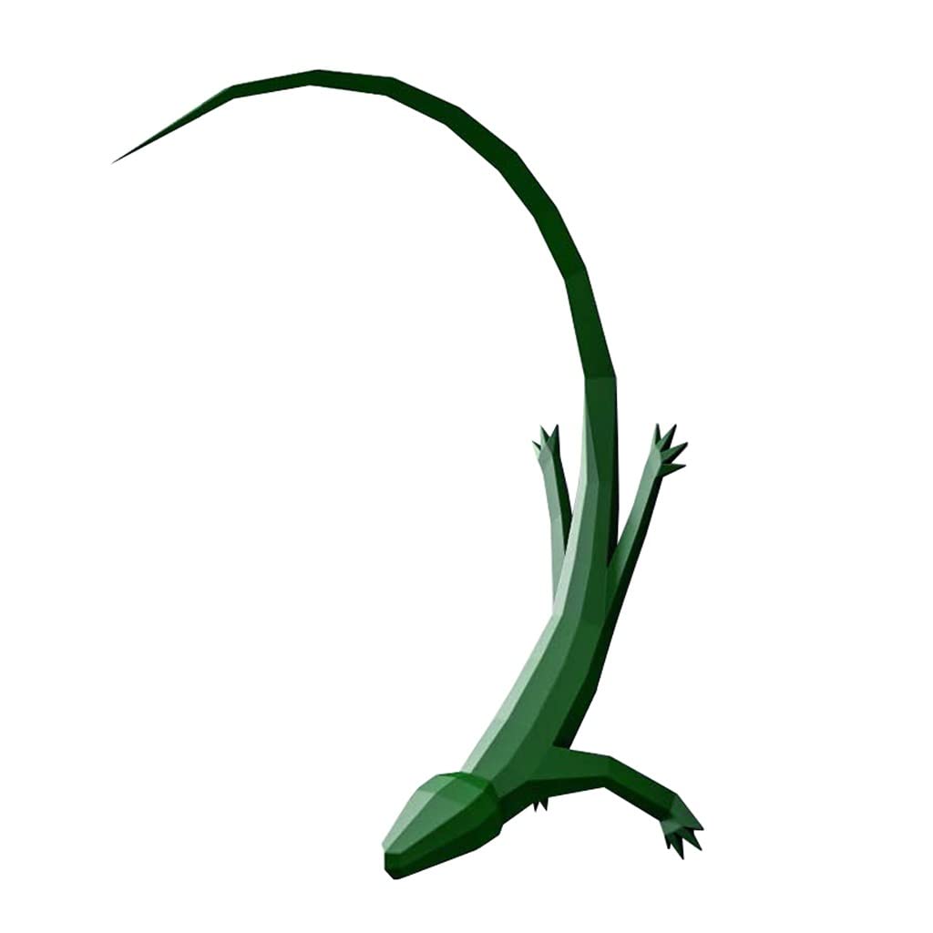 Lézard reptile géométrique en papier DIY vert origami 3D pour déco murale