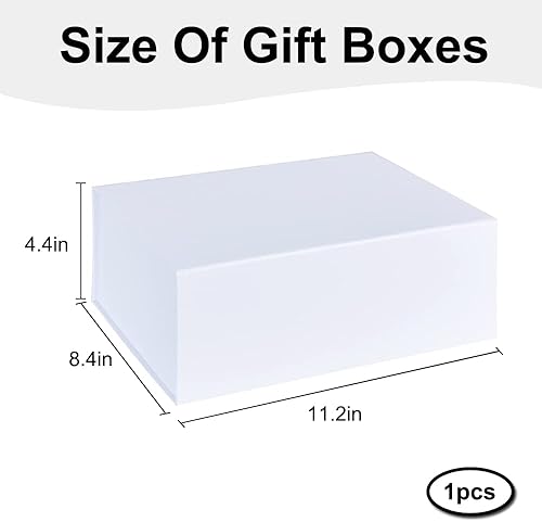 Miniatura 2 de BEISHIDA Caja de regalo blanca de 11 x 9 x 4.4 pulgadas, cajas de regalo con tapas de cierre magnético para embalaje de regalo, Día del Padre, Día