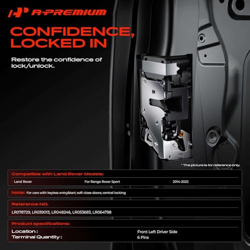 Image of A-Premium Front Left Driver Side Door Lock Actuator Compatible with Land Rover Range Rover Sport 2014-2022, for Model with Keyless Entry /Start, Soft Close Doors, Central Locking