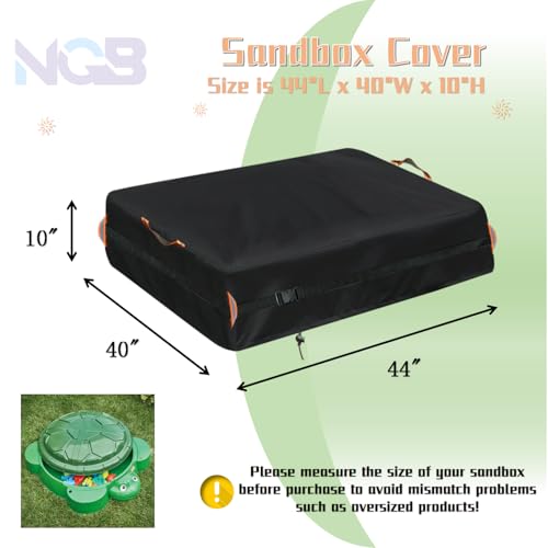 Image of Outdoor Sandbox Cover, Square Kids Sand Box Covers Waterproof and Windproof, Children's Large Sandboxes Cover Sandproof.44 Lx40 Wx10 H,Black.