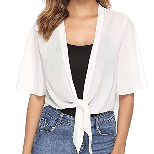 Vifucz Cropped Cardigans For Women, Womens Shrugs Solid Short Sleeve Sheer Cardigans Summer Lightweight Bolero Shrug S-Xxl