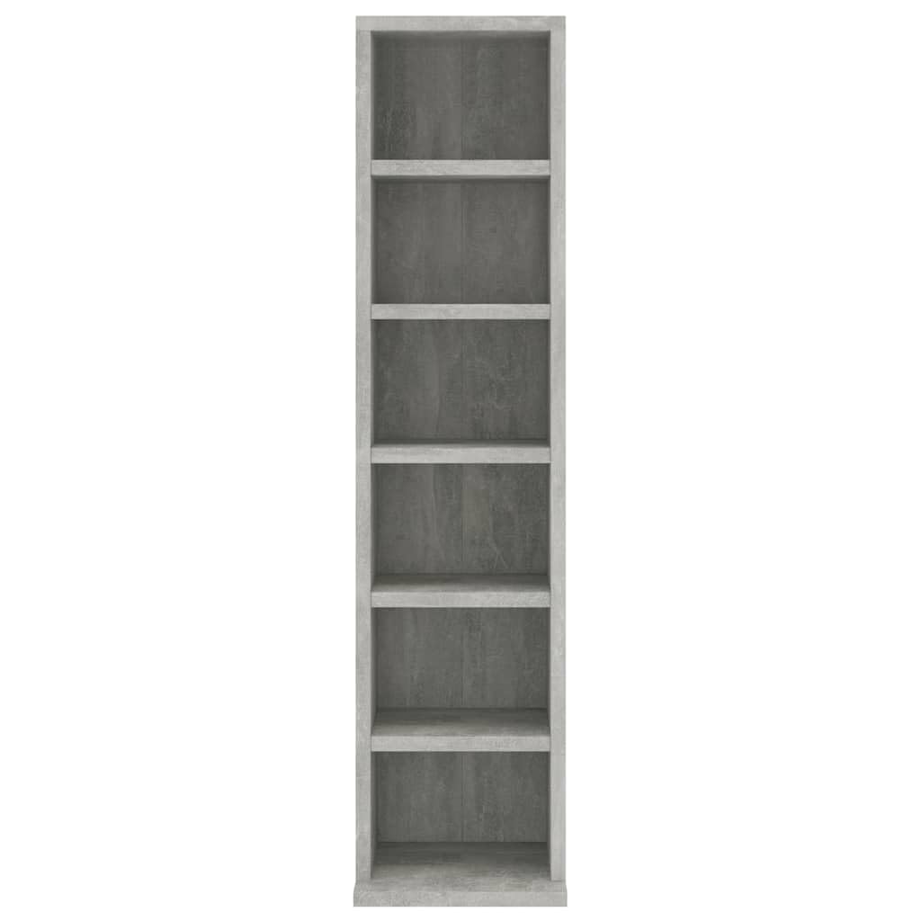 Tomostar Étagère Colonne à CD/DVD, Meuble de Rangement CD et DVD Armoire à CD Étagère Bibliothèque Gris béton 21x20x88 cm Bois d'ingénierie