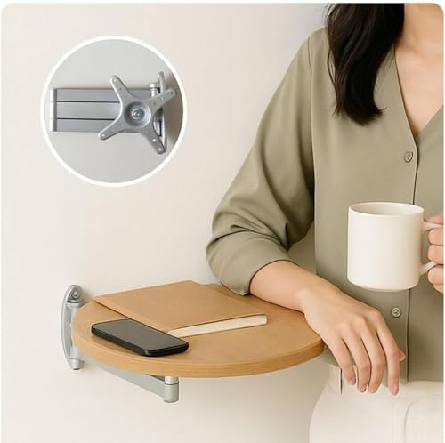 Table ronde pliante murale en bois pour rompre le manque d'espace en studio compact - 7