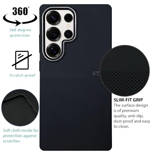 Image of NIUKIN Rugged Soft Back Case for Samsung Galaxy S25 Ultra | Shockproof Scatrchproof Cover | Black (Design 02)