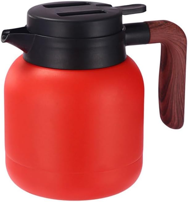 Thermos Jug,1200ML 304 Stainless Steel Vacuum Insulated Coffee Pot Tea Pot with 304 Stainless Steel Tea Infuser,ABS Resin Handle,Travel Coffee Pot–Tea Pot Keep Water or Drink Hot&Fresh(Red)