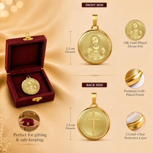 Image of DIVINITI 24K Gold Plated Double-Sided Religious Pendant with Premium Gift Box, Spiritual Locket for Men & Women, Devotional Jewellery for Gifting & Everyday Wear