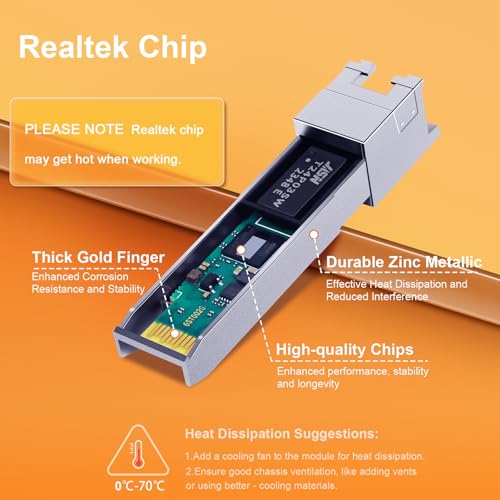 Image of 10GBase-T SFP+ Copper RJ45 Module Transceiver, RJ-45 SFP+ CAT.6a, up to 30 Meters, Compatible for Cisco SFP-10G-T-S, Ubiquiti UF-RJ45-10G, Netgear, D-Link, Mikrotik, Supermicro, TP-Link and More