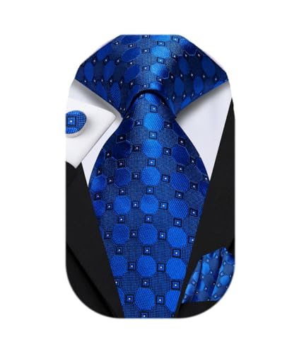 Image of Dubulle Mens Tie Set Solid Paisley Silk Striped Necktie for Men with Cufflinks Tie and Pocket Square