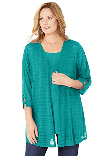 Catherines Women's Plus Size Shadow Stripe Cardigan