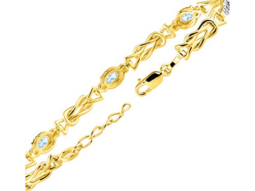 Image of RYLOS Bracelets for Women Yellow Gold Plated Silver Love Knot Tennis Bracelet Gemstone & Diamonds Adjustable to Fit 7 inch-8 inch Wrist, 5 Gorgeous 6X4MM Jewelry for Women Friendship Bracelets