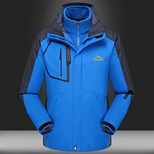 XPF Outdoor Autumn And Winter Jacket, Three-in-one Plus Velvet Thick Windproof Warm Mountaineering Clothing Male,Blue-XL - Image 6