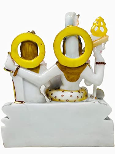 Image of Marble Dust Shiv Parivar, Shiv Family, 13 Inches, Idol 1 Piece (White Gold)