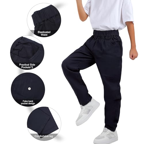 Pantalón chino para niño estilo jogger cargo recto ideal como uniforme y ropa escolar pull on 3