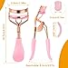 WLLHYF Eyelash Curler Kit Metal Eye Lashes Curler，Professional Makeup Tool with Built-in Comb Eye with 10 Replacement Refill Pads Get Dramatically Curled Eyelashes for Women Girl (Pink)